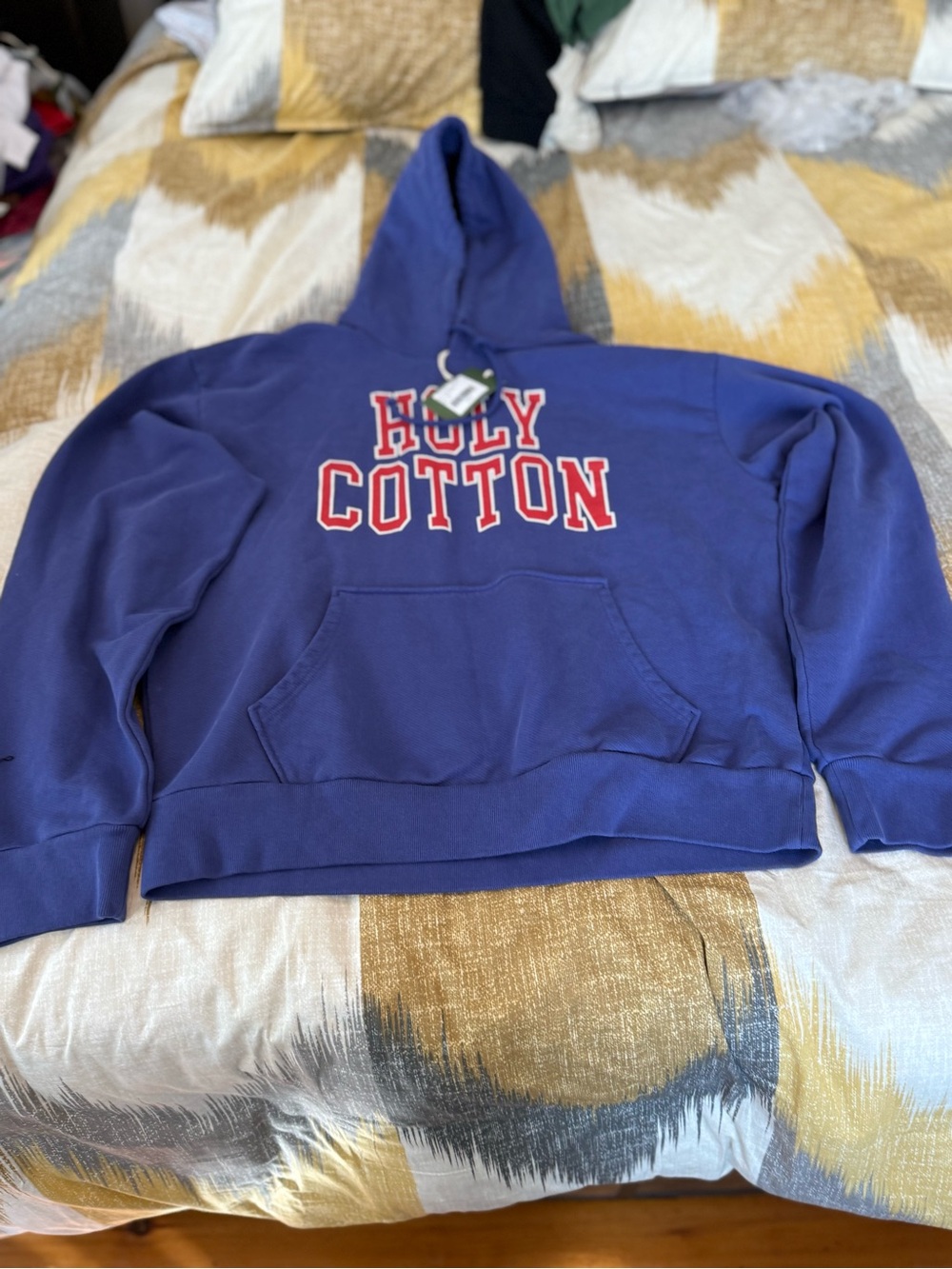 Denim Tears Holly Cotton Men’s Blue Fleece Hoodie Size XL